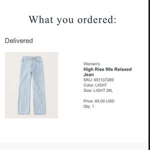 Abercrombie Women's High Rise 90s Relaxed Jean